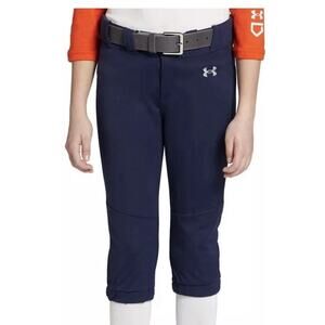 Under Armour Youth Medium Softball Game Performance 3/4 Pants Navy Blue R7